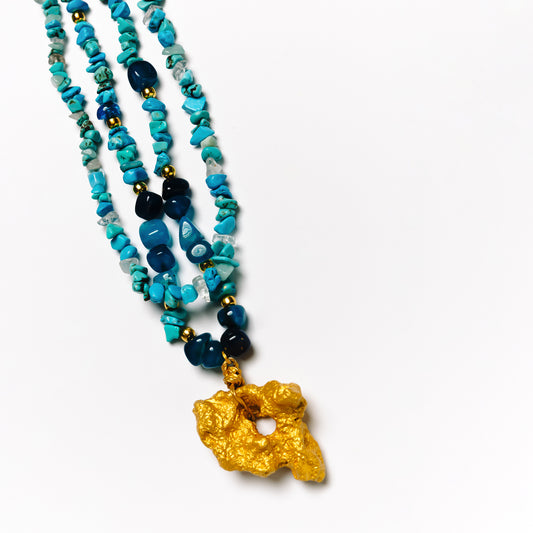 Turquoise and quartz agate